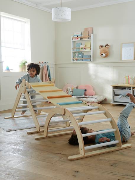 Triangle d'escalade à grimper en bois BEIGE MOYEN UNI AVEC DECOR 3 - vertbaudet enfant 