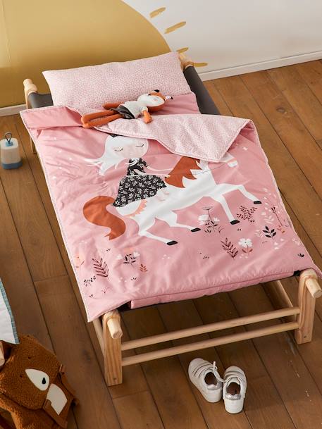Couchage de sieste maternelle personnalisable MINILI PRINCESSE NATURE rose 1 - vertbaudet enfant 