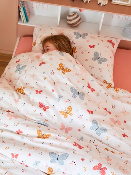 Parure housse de couette enfant et taie d'oreiller PAPILLONS rose 3 - vertbaudet enfant 
