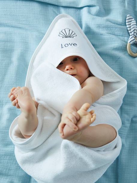 Idées cadeaux bébés et enfants-Bébé-Cape de bain personnalisable + gant de toilette