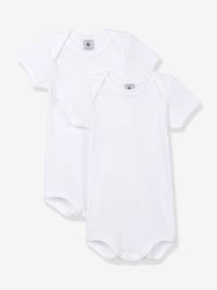 Bébé-Body-Lot de 2 bodies ouverture US manches courtes bébé en coton bio PETIT BATEAU - blanc