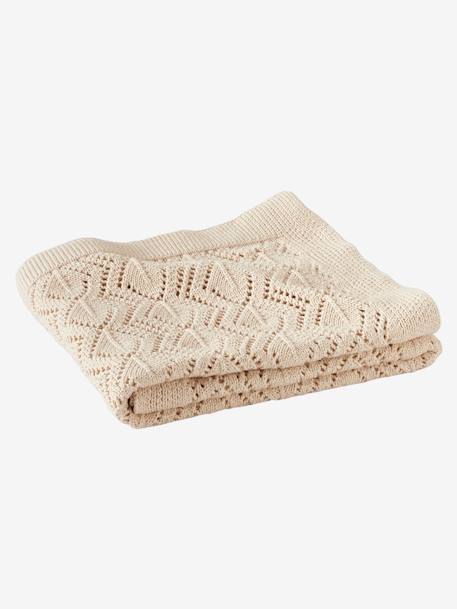 Couverture pointelle en coton bio* sable+vert d'eau 1 - vertbaudet enfant 