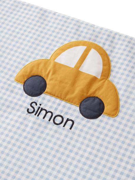 Tapis photo bébé personnalisable en gaze de coton EN VOITURE SIMON ! bleu 4 - vertbaudet enfant 