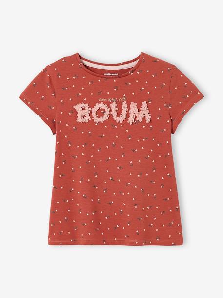 T-shirt imprimé animation relief fille écru+rose poudré+terracotta 9 - vertbaudet enfant 