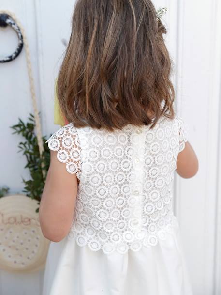 Robe cérémonie fille effet 2 en 1 haut en macramé ivoire+rose nude 7 - vertbaudet enfant 