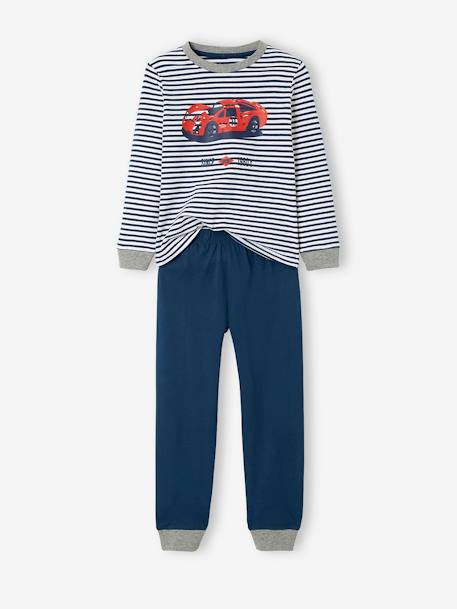 Pyjama voiture de course garçon Oeko-Tex® Bleu rayé 1 - vertbaudet enfant 