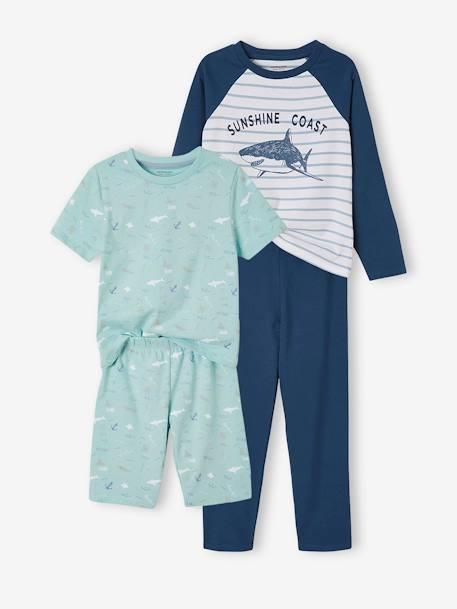 Lot pyjama + pyjashort océan garçon Lot bleu 1 - vertbaudet enfant 