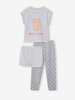 Fille-T-shirt + short + pantalon pyjama fille