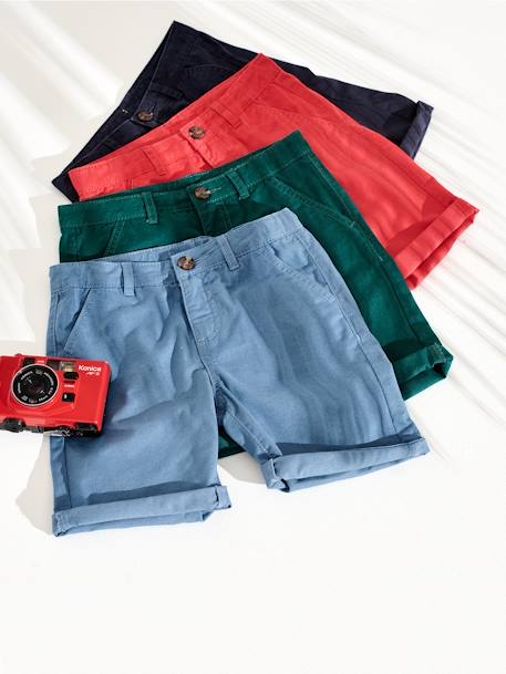Bermuda chino garçon beige+BLEU+bleu grisé+rouge+sable+vert 13 - vertbaudet enfant 