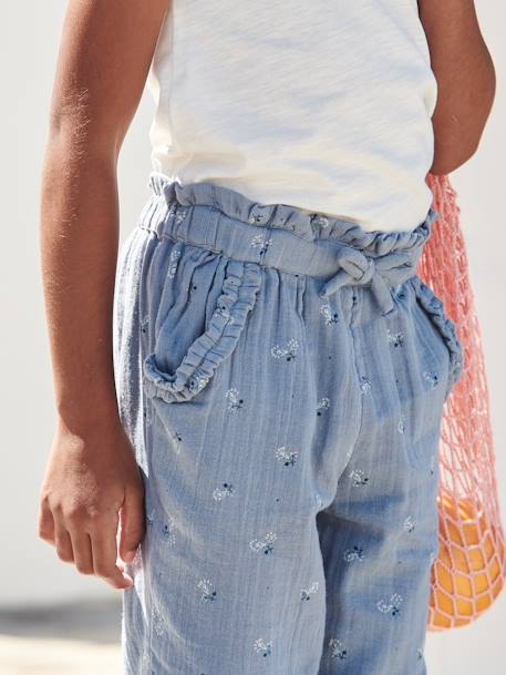 Pantacourt fille en gaze de coton anthracite+bleu+corail 4 - vertbaudet enfant 