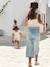 Pantacourt fille large en denim léger style 'paperbag' bleu moyen+double stone 14 - vertbaudet enfant 