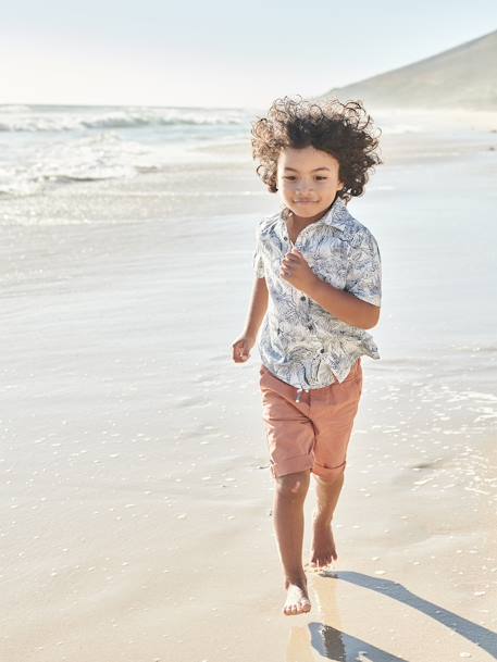 Bermuda couleur garçon facile à enfiler bleu jean+ORANGE+sauge 8 - vertbaudet enfant 