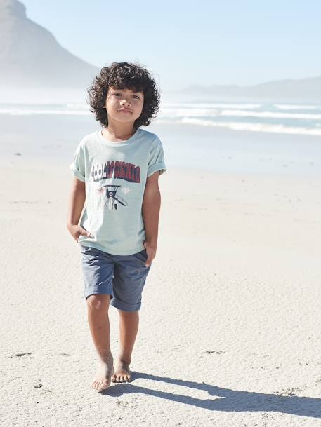 Bermuda couleur garçon facile à enfiler bleu jean+ORANGE+sauge 1 - vertbaudet enfant 