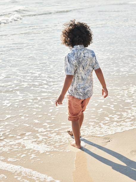 Bermuda couleur garçon facile à enfiler bleu jean+ORANGE+sauge 12 - vertbaudet enfant 