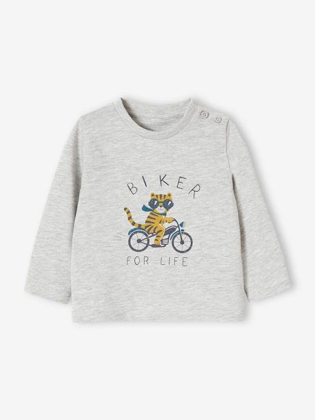 T-shirt fantaisie bébé garçon gris chiné+vanille 1 - vertbaudet enfant 
