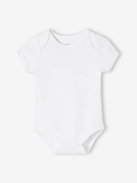 Lot de 5 bodies en interlock bébé manches courtes ouverture US BASICS lot blanc 2 - vertbaudet enfant 