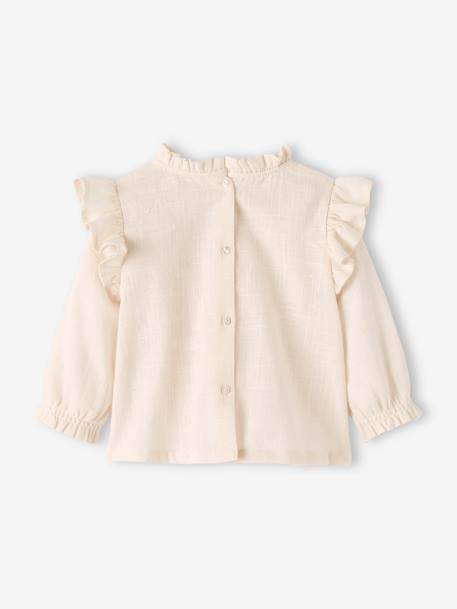 Blouse volantée bébé en tissu flammé beige clair 2 - vertbaudet enfant 