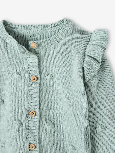 Cardigan maille en relief bébé gris clair chiné+vert céladon 6 - vertbaudet enfant 