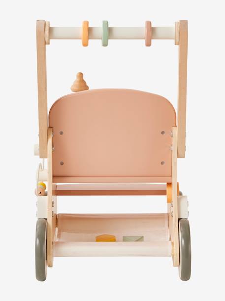 Chariot de marche poussette en bois FSC® rose+vert 10 - vertbaudet enfant 