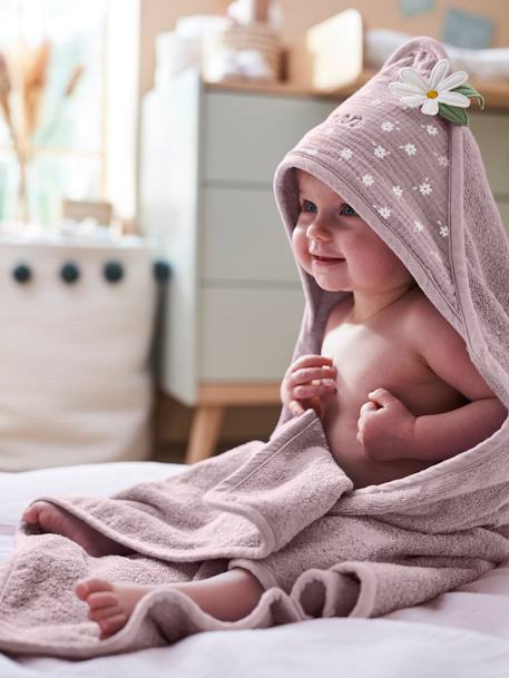 Cape de bain bébé personnalisable DOUCE PROVENCE Oeko-Tex® parme / écru 2 - vertbaudet enfant 