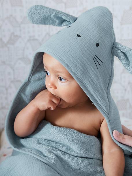Bébé-Cape, peignoir de bain-Cape de bain gaze de coton et gant de toilette BIO*