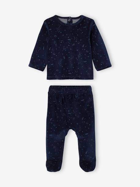 Lot de 2 pyjamas en velours bébé garçon motifs planètes phosphorescents lot encre 3 - vertbaudet enfant 