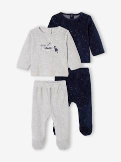 Lots de vêtements-Bébé-Pyjama, surpyjama-Lot de 2 pyjamas en velours bébé garçon motifs planètes phosphorescents