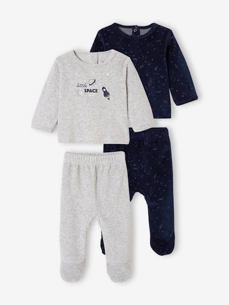 Lot de 2 pyjamas en velours bébé garçon motifs planètes phosphorescents lot encre 1 - vertbaudet enfant 