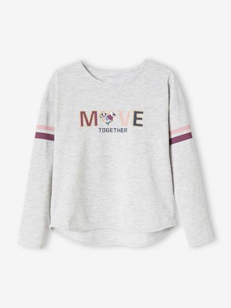 Tee-shirt de sport 'Move together' fille gris clair chine 3 - vertbaudet enfant 