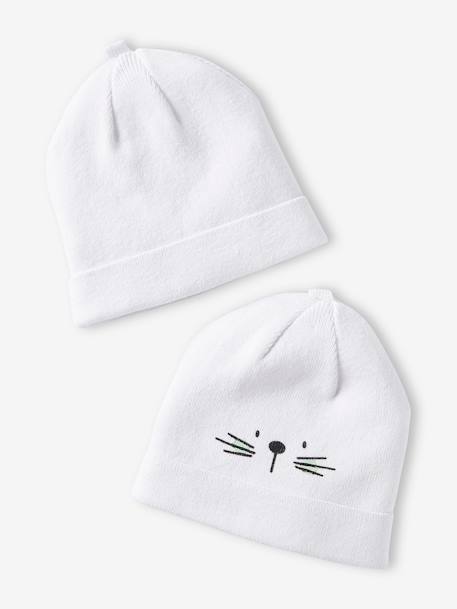 Bébé-Accessoires-Chapeau-Lot de 2 bonnets bébé en coton