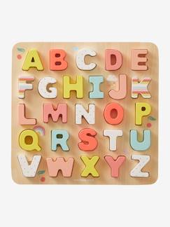 Jouet-Jeux éducatifs-Lire, écrire, compter et heure-Puzzle lettres à encastrer en bois FSC®
