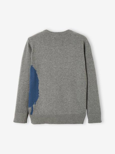 Pull jacquard motif ludique garçon gris chiné moyen+MARINE 2 - vertbaudet enfant 