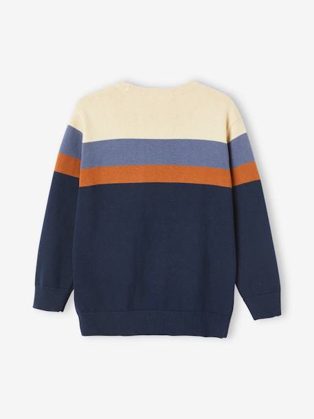 Pull garçon colorblock rayé maille fine RAYE ECRU 3 - vertbaudet enfant 