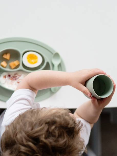 Gobelet d'apprentissage avec paille Mini Cup en silicone Rose blush+Vert sauge 7 - vertbaudet enfant 