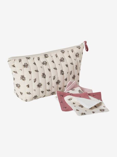 Trousse de toilette enfant en gaze de coton Babylone+bleu grisé+imprimé fleurs grenier+Lovely Leo 16 - vertbaudet enfant 