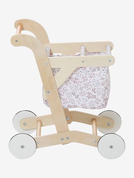 Chariot de courses en tissu et bois FSC® BEIGE MOYEN UNI AVEC DECOR 8 - vertbaudet enfant 