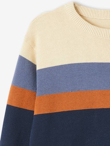 Pull garçon colorblock rayé maille fine RAYE ECRU 4 - vertbaudet enfant 