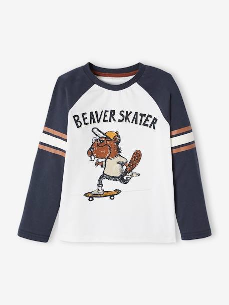 Pyjama castor garçon avec bas en flanelle BLEU FONCE 3 - vertbaudet enfant 