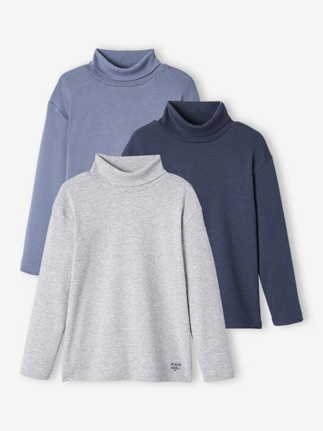 Lot de 3 sous-pulls garçon. kaki+LOT ARDOISE+LOT GRIS CLAIR CHINE 13 - vertbaudet enfant 