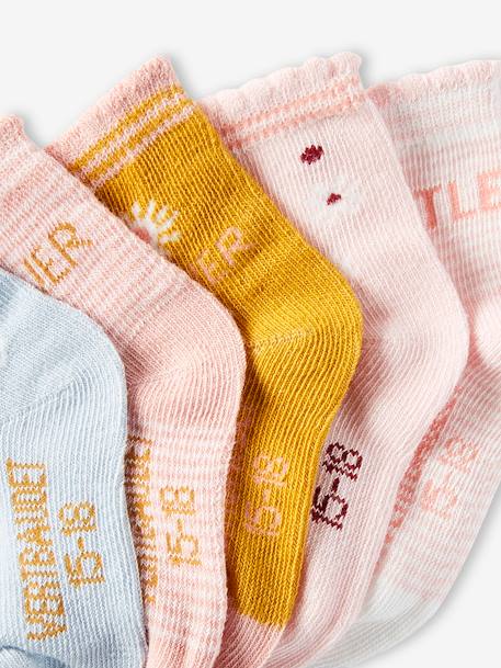 Lot de 5 paires de chaussettes à fleurs bébé fille BASICS lot curcuma 2 - vertbaudet enfant 