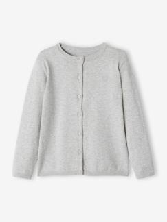 Fille-Pull, gilet, sweat-Gilet Basics fille maille fine personnalisable