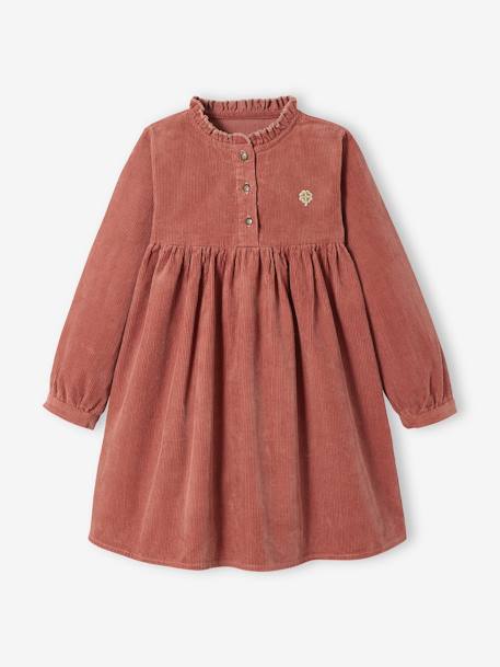 Robe velours col volanté fille chocolat+prune 6 - vertbaudet enfant 