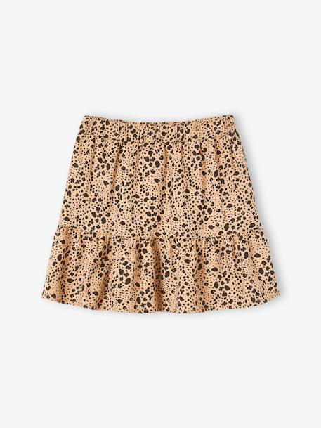 Jupe à volant imprimée fille beige imprimé 1 - vertbaudet enfant 