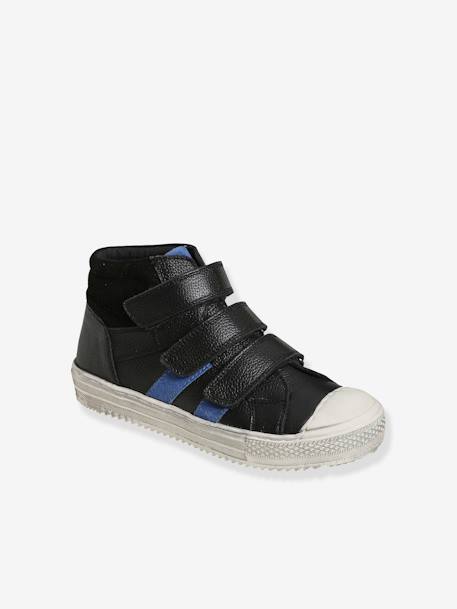 Baskets montantes cuir garçon noir 1 - vertbaudet enfant 
