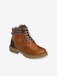 Chaussures-Chaussures garçon 23-38-Boots, bottines-Bottines crantées lacées et zippées cuir garçon