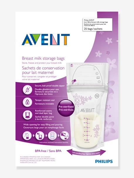 Lot de 25 sachets de conservation pour lait maternel Philips AVENT transparent 2 - vertbaudet enfant 