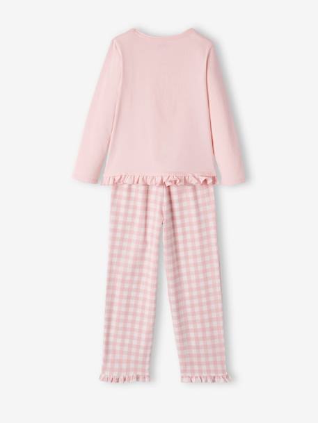 Pyjama fille lapin en jersey et flanelle ROSE CLAIR 4 - vertbaudet enfant 