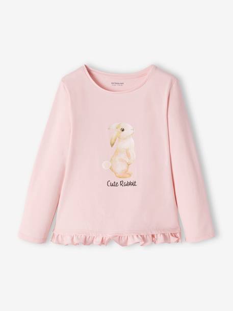 Pyjama fille lapin en jersey et flanelle ROSE CLAIR 2 - vertbaudet enfant 