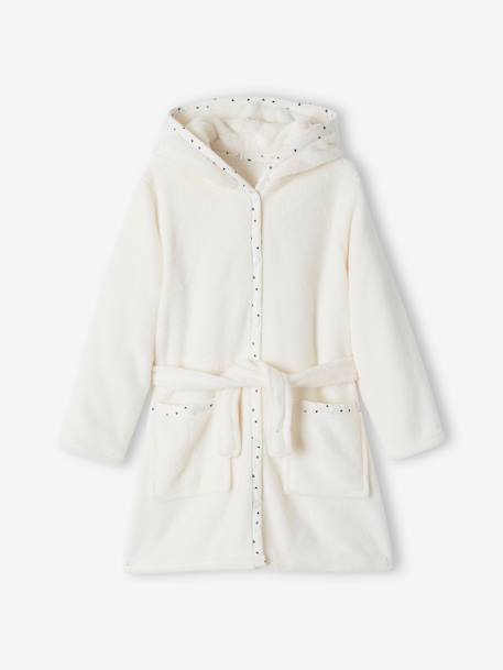Robe de chambre fille maille peluche chat personnalisable ivoire 3 - vertbaudet enfant 