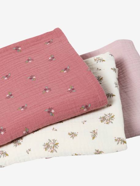 Lot de 3 langes en gaze de coton GRENIER bois de rose 3 - vertbaudet enfant 